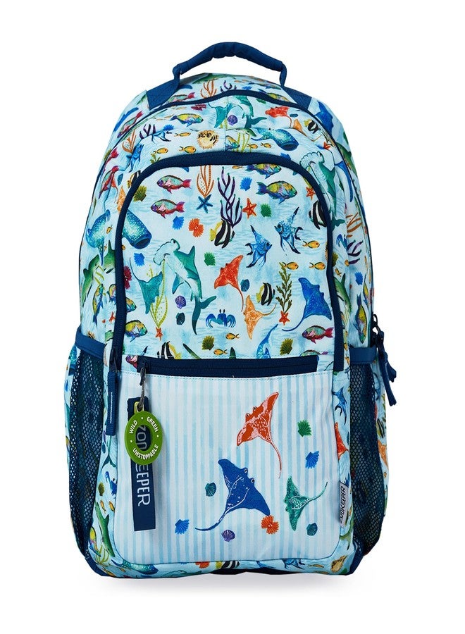 ZOOKEEPER School Bag for Boys & Girls 5-7 Years Lightweight, Water-Resistant Kids Backpack for School & Outdoor Use Cute Light Ocean Design, Durable & Comfortable (Light Blue Ocean, 17 Litres) - Image 1